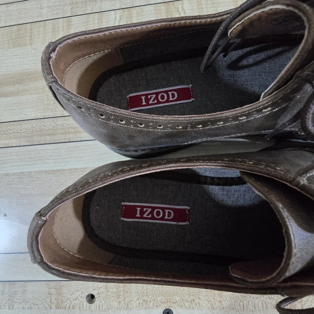 Izod Plain Toe Oxford Mens‎ Sz 9 Brown Faux Leather Business Preppy Career Work